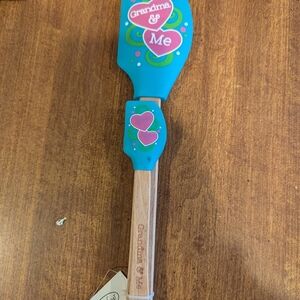 Blue and Pink Kitchen Spatula with Wooden Handle